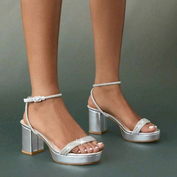 Ladies Dressy Rhinestones Platform High Heel Sandals - Picture 1 of 4